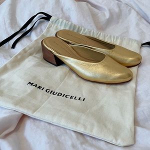 NEW mari giudicelli gold leblon leather mules 36 womens size 6